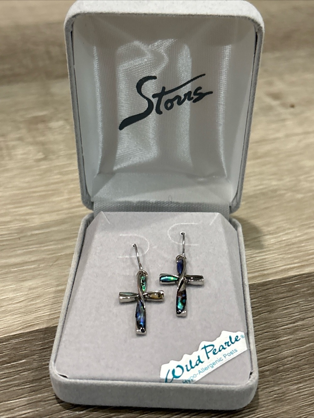 Wild Pearle Abalone Jewelry Vintage Earrings Dangle Drop Cross Made In Canada